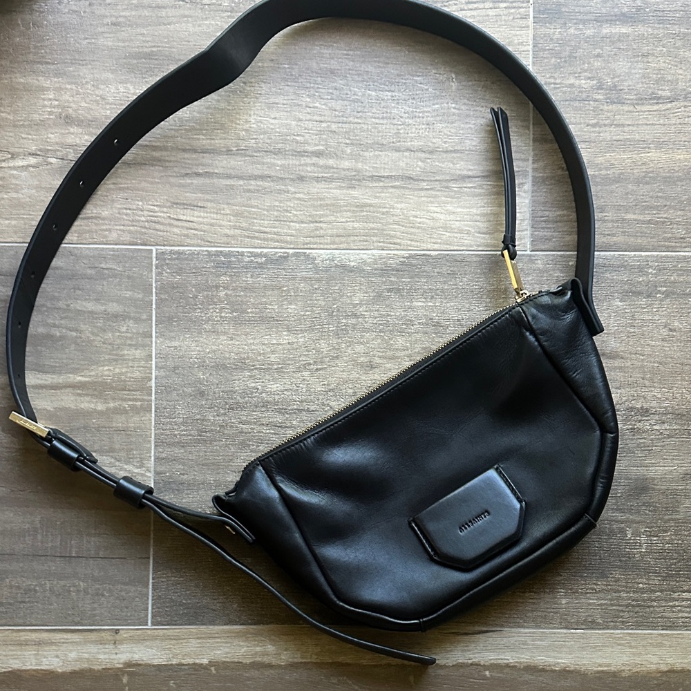 All Saints Black Leather Crossbody Bag